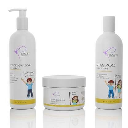Kit  Cosmetico Capilar Para Niños  | Limpieza Suave, Hidratación y Control del Frizz