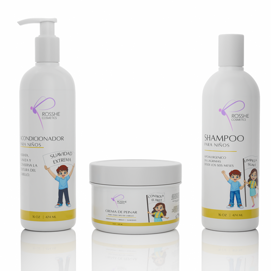 Kit  Cosmetico Capilar Para Niños  | Limpieza Suave, Hidratación y Control del Frizz